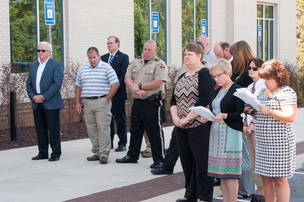People gathered outside the Habersham County Judicial Center in Clarkesville to observe Constitution ay 2015.