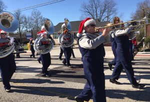 The Habersham Central High School Band of Blue filled the morning air with the sounds of Christmas.