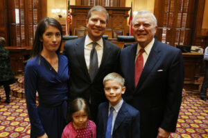 Judge Nels Peterson and family with Gov. Deal following his swearing-in ceremony to the GA Court of Appeals on Dec. 29, 2015.