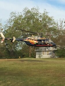 A GSP chopper equipped with heat sensing devices searched for possible bodies outside the suspect's house. (PHOTO/Habersham Sheriff's Office)