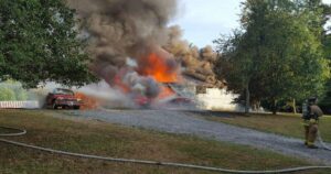 The fire is believed to have started in the kitchen.