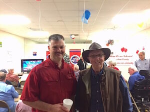 Habersham County Commissioners Victor Anderson (left) and Sonny James were among those celebrating their party's election night victories.