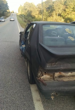 Two children riding in this Mustang were injured when the car was rear-ended by another vehicle on Hwy. 115 Sunday.