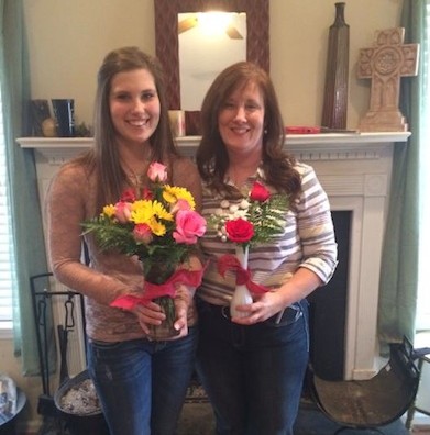 Lindsey Brown and her mother Alice Roland Brewer on Valentine's Day 2014. Brewer says her daughter is stable and showing some signs of improvement.