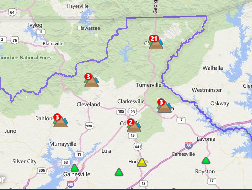 GA Power outage map:Habersham:12:30 am Feb. 15