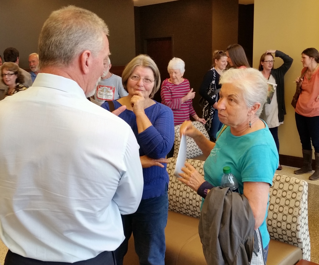 Joyce Etheridge and Sherry Perkins share their concerns with Planning Director Tom Braswell