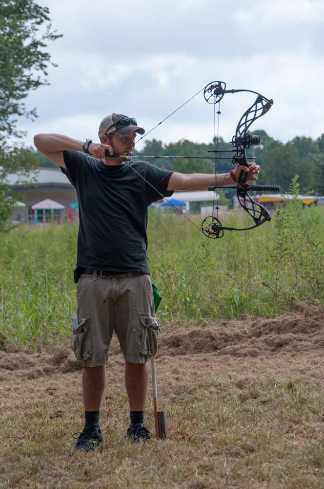 Paul Wade, taking his aim at a small raccoon target. (PHOTO/A.N. Williams)