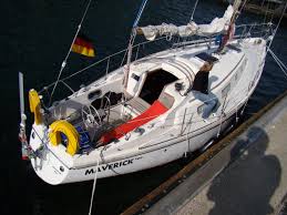 At port along his 37 day sailing adventure from Europe to America.