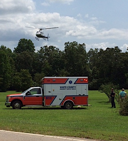 Air Life Two in White County on Westmoreland Road to pick up burn victim