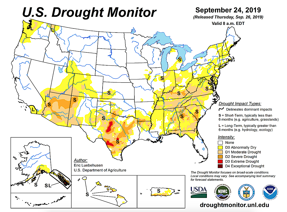 US Drought monitor 9:26:19