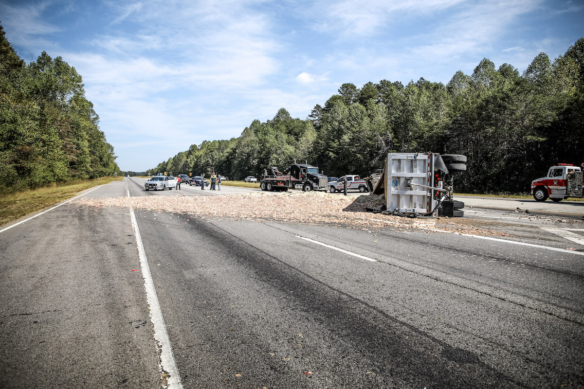 GA 365 chicken truck rollover11
