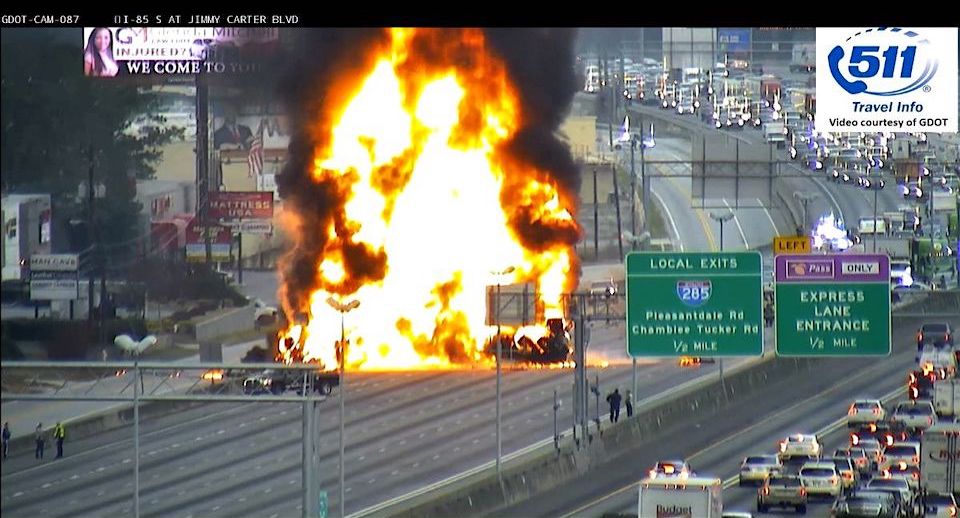 Fiery I-85 crash