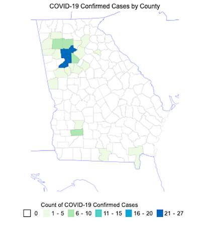 COVID-19 Georgia map update March 16, 2020