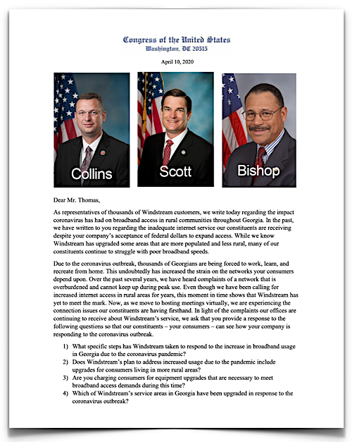 congressional letter to Windstream