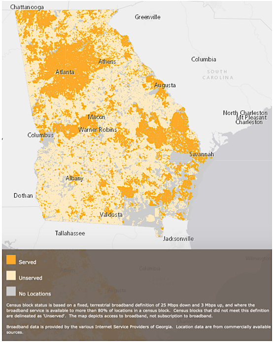 Georgia Broadband access map (GBDI)