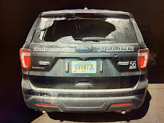 burned Gainesville PD vehicle