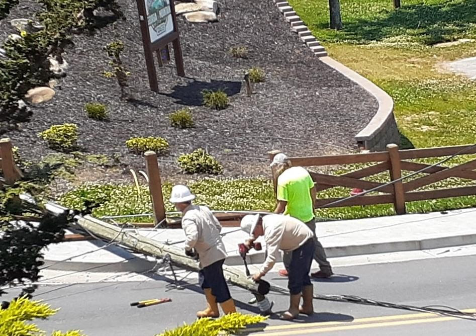 Helen power pole down