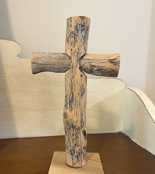 hand-carved wooden cross