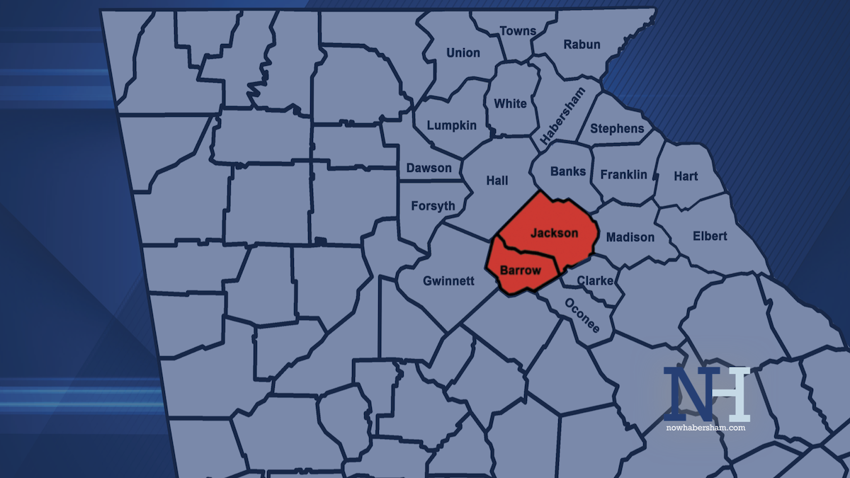 Barrow and Jackson counties map