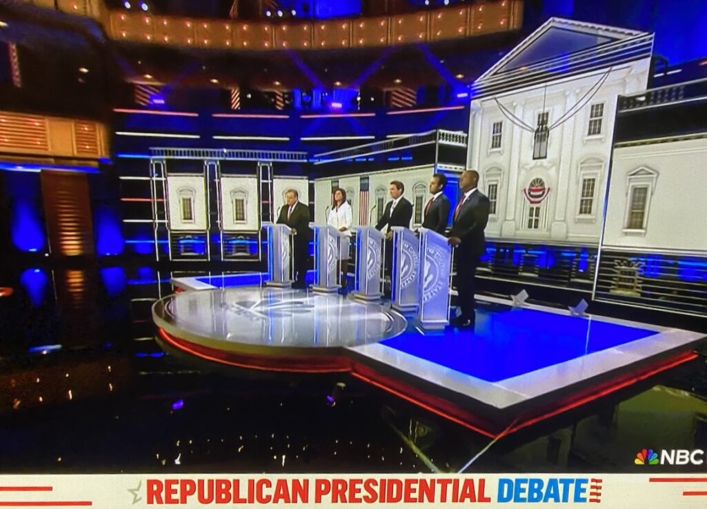 GOP presidential candidates brawl in Florida debate, while Trump rallies nearby