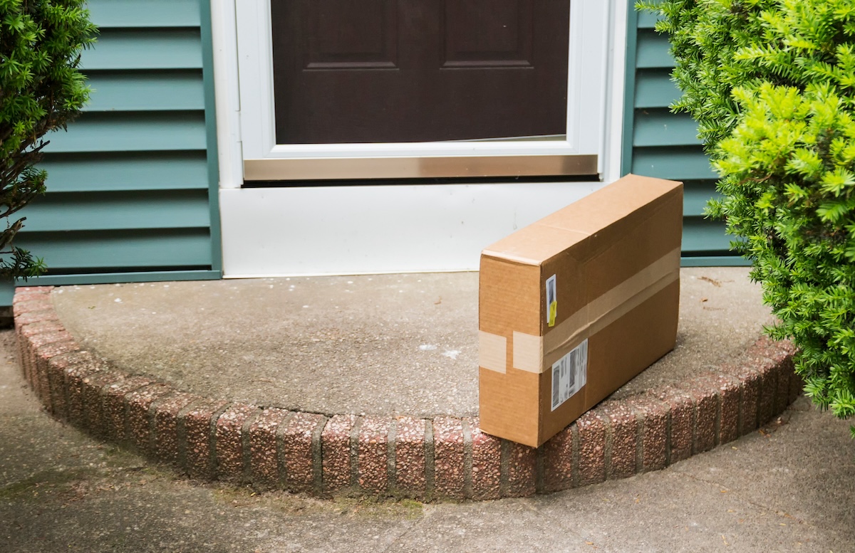 Package left on stoop by front door