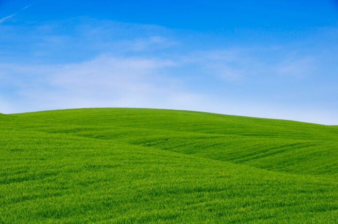 Green hills and blue sky