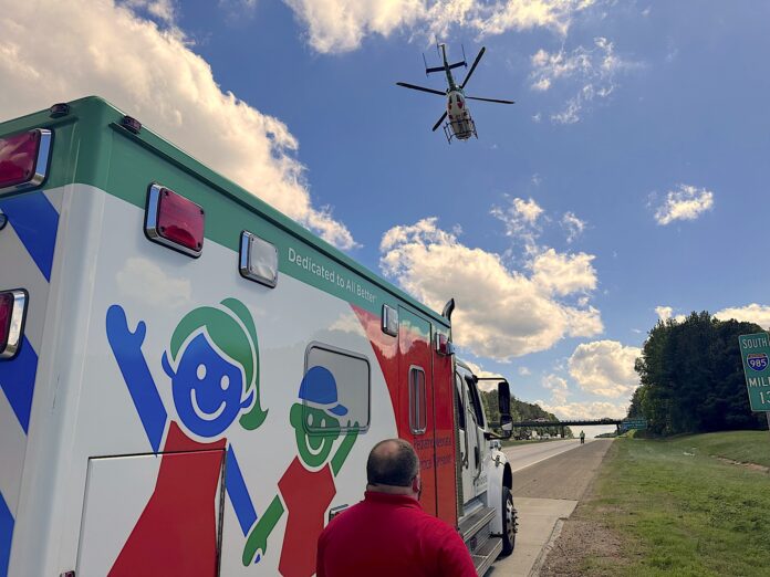 chopper lands on I-985