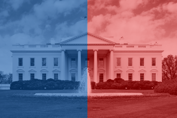 blue and red White House
