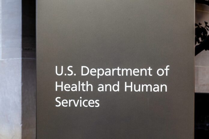 Washington D.C., USA - February 29, 2020: Sign of U.S. Department of Health & Human Services (HHS) at its headquarters building in Washington, D.C. USA.