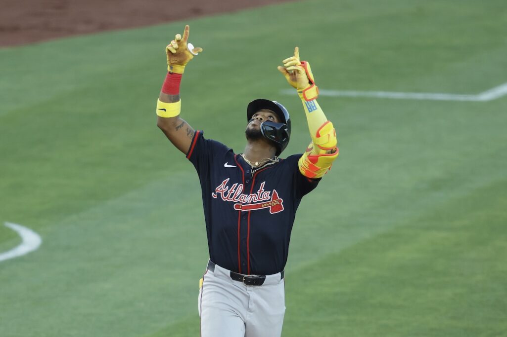 Acuña hits 2 homers as Braves end 13-game losing streak in California with win over A’s