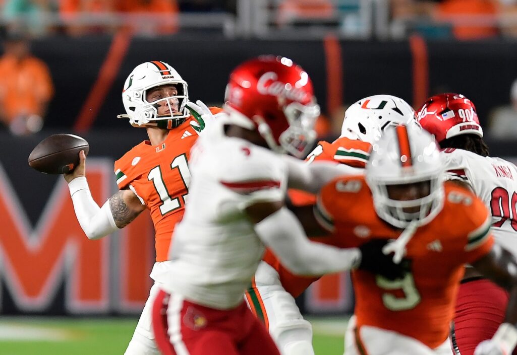 Miami’s perfect season hopes are dashed as Beck throws 4 interceptions in loss to Louisville