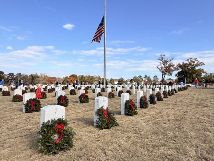 Wreaths on Ft Benning graves
